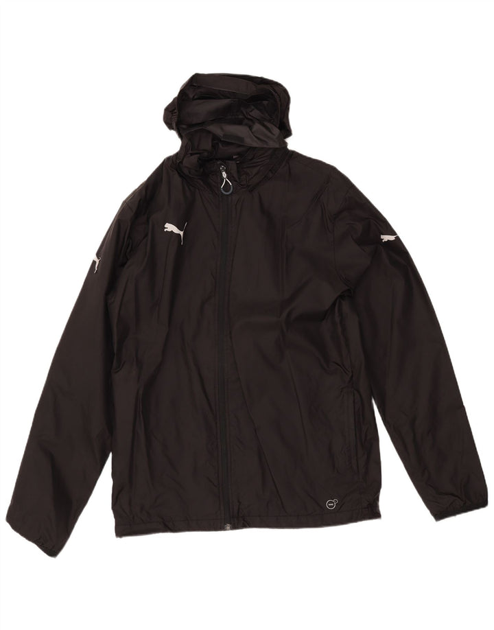PUMA Mens Hooded Rain Jacket UK 38 Medium Black Nylon