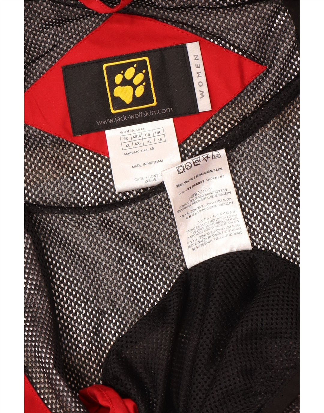JACK WOLFSKIN Womens Oversized Rain Jacket UK 18 XL Red Colourblock