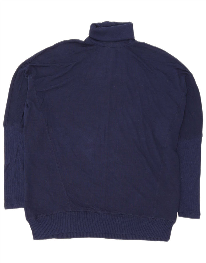 Zara Womens Oversized Roll Neck Jumper Sweater UK 10 Small Navy Blue