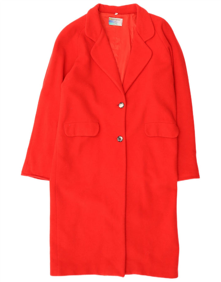 Vintage Womens Oversized Overcoat UK 14 Medium Red Wool
