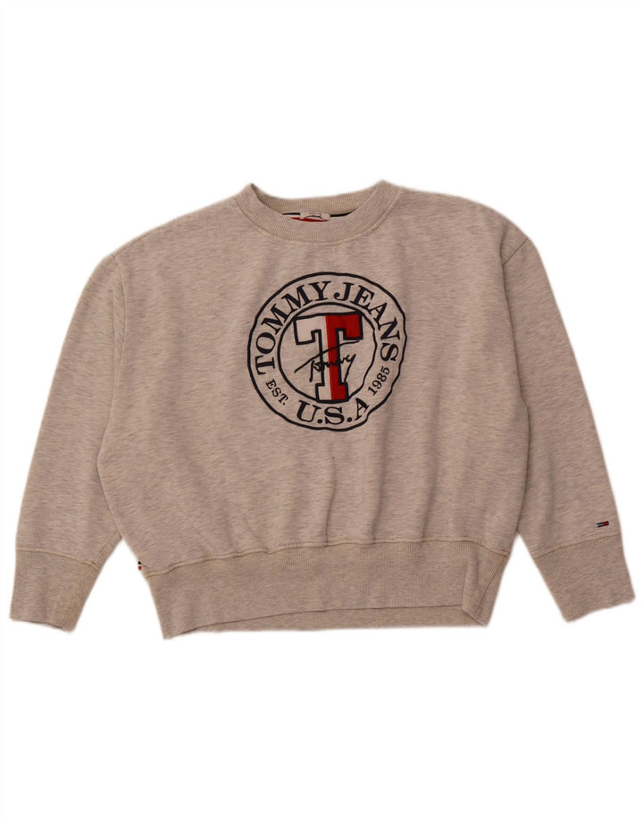 TOMMY HILFIGER Womens Boxy Oversized Sweatshirt Jumper UK 16 Large Grey