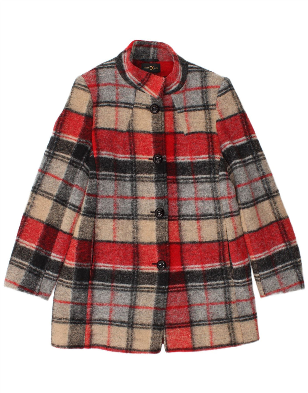 Eugen Klein Womens Overcoat UK 10 Small Multicoloured Check Wool