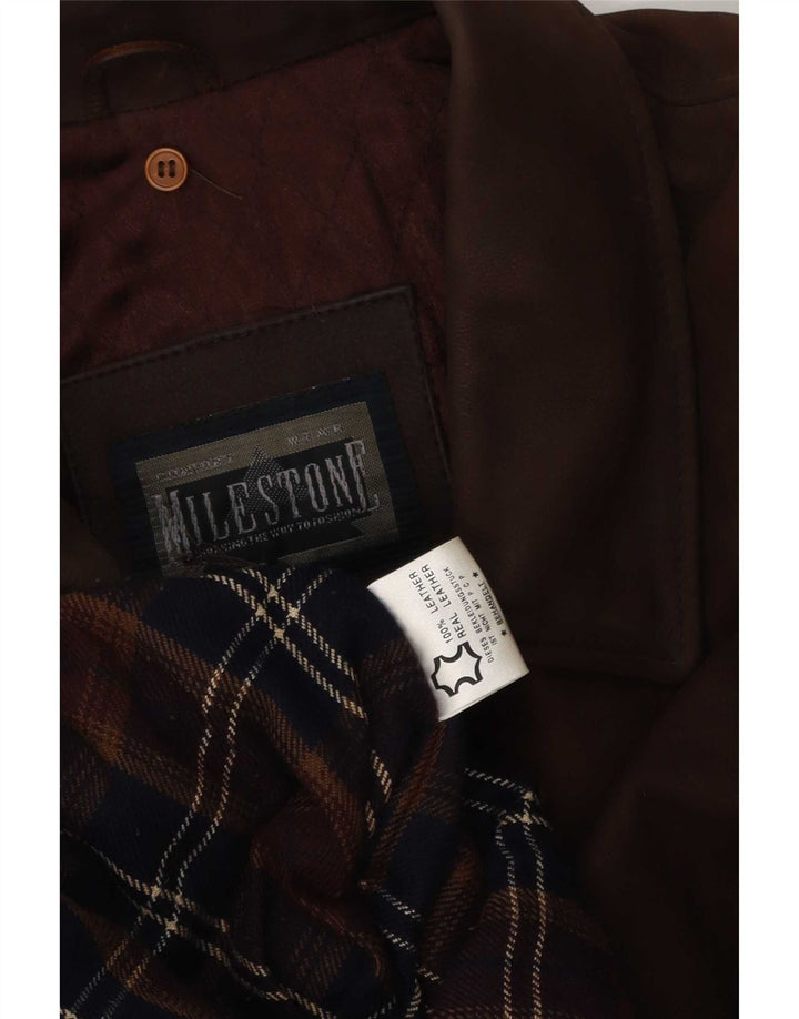 Milestone Mens Leather Jacket UK 40 Large Brown