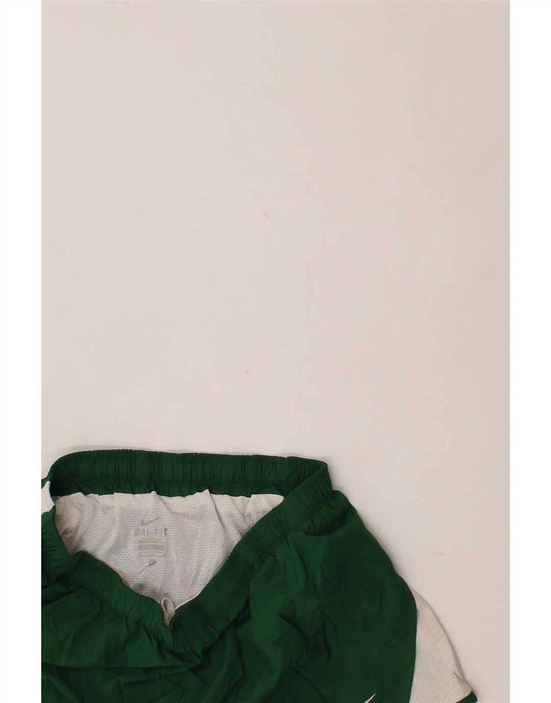 NIKE Womens Dri Fit Sport Shorts UK 14 Medium Green Colourblock Polyester Vintage Nike and Second-Hand Nike from Messina Hembry 