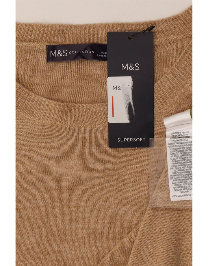 MARKS & SPENCER Womens Crew Neck Jumper Sweater UK 22 3XL Beige Acrylic