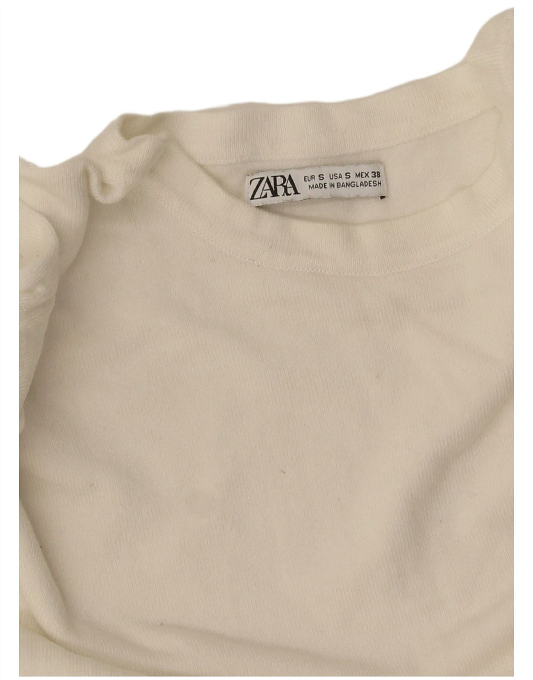 Zara Mens Crew Neck Jumper Sweater Small White