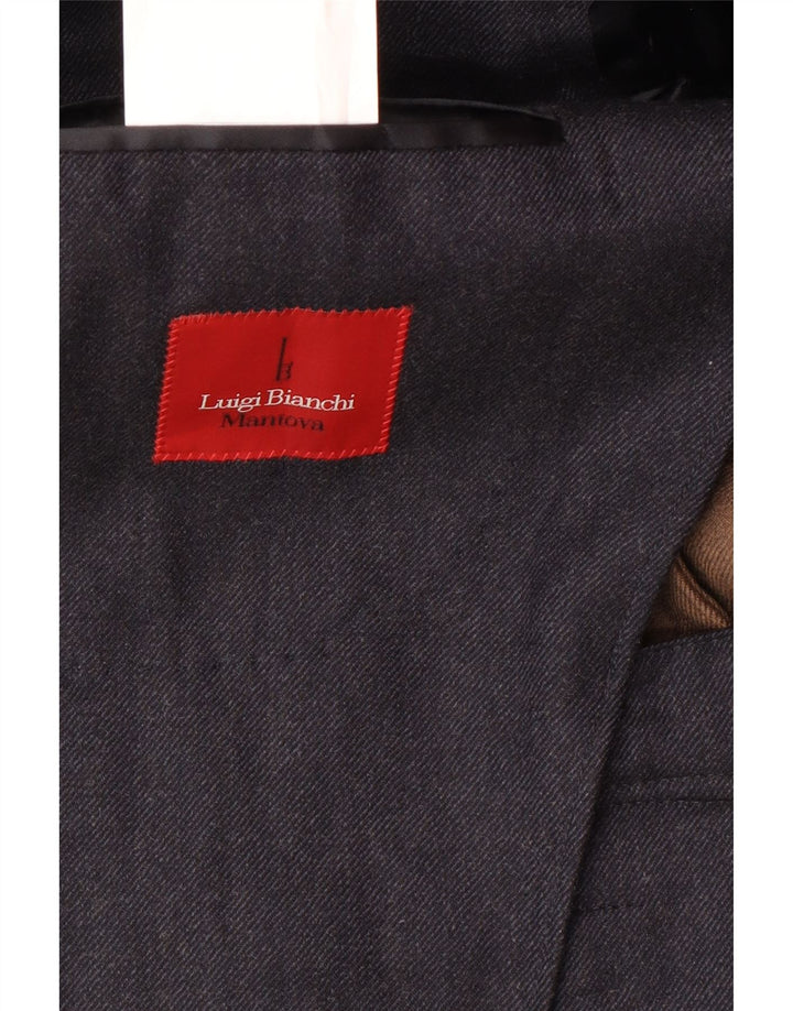 LUIGI BIANCHI Mens Longline Blazer Jacket IT 48 Medium Navy Blue Classic