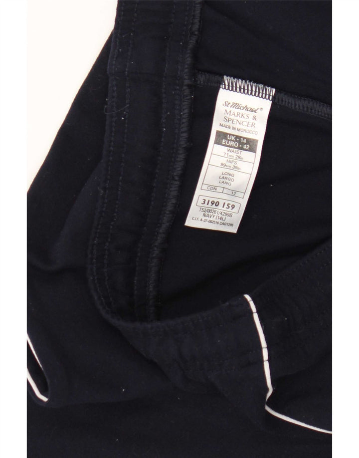 Marks & Spencer Womens Tracksuit Trousers UK 14 Large  Navy Blue Polyamide