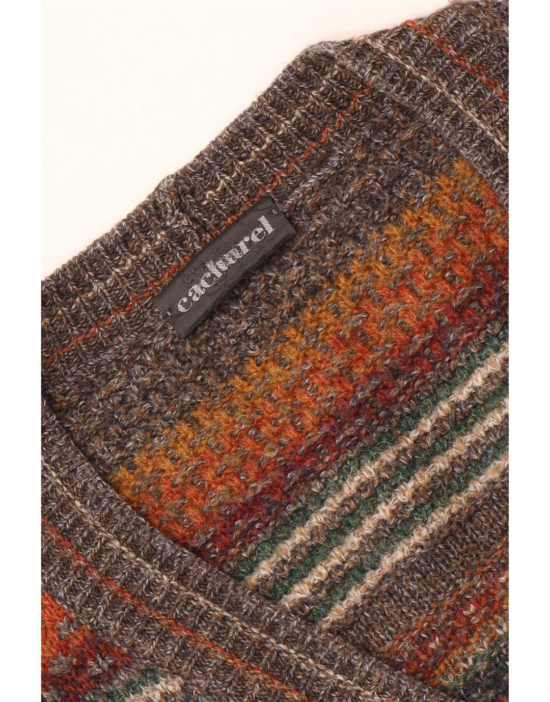 Cacharel Mens Cardigan Sweater XL Brown Geometric