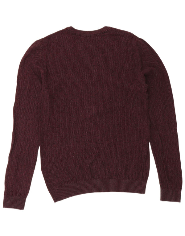 Jack & Jones Mens Crew Neck Jumper Sweater Medium Burgundy Flecked Cotton