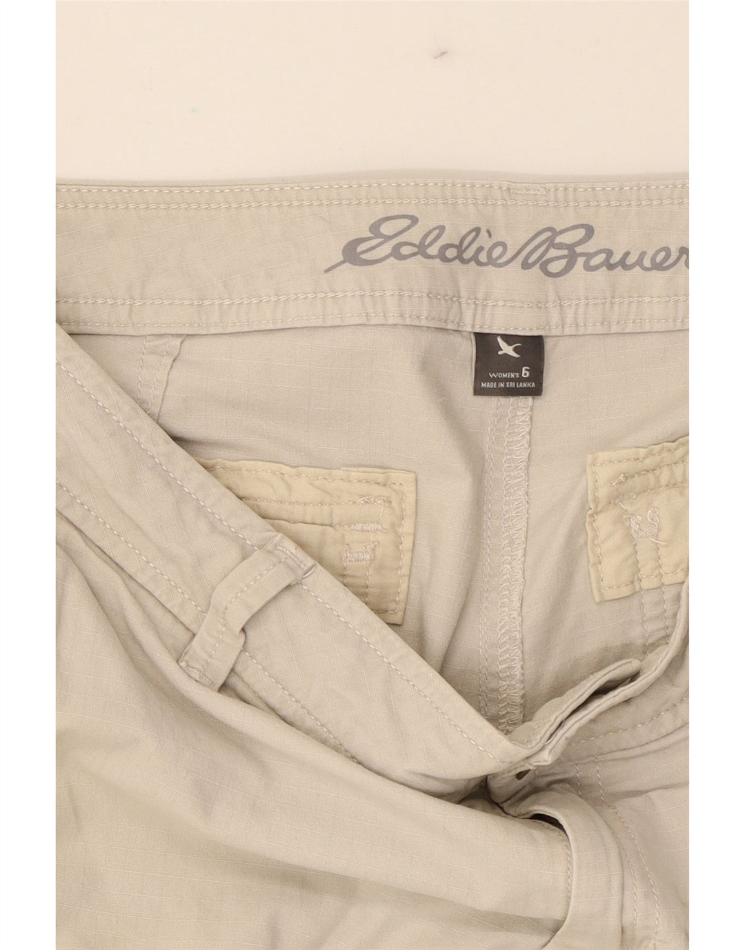EDDIE BAUER Womens Crop Cargo Trousers US 6 Medium W30 L24 Grey Check Vintage Eddie Bauer and Second-Hand Eddie Bauer from Messina Hembry 