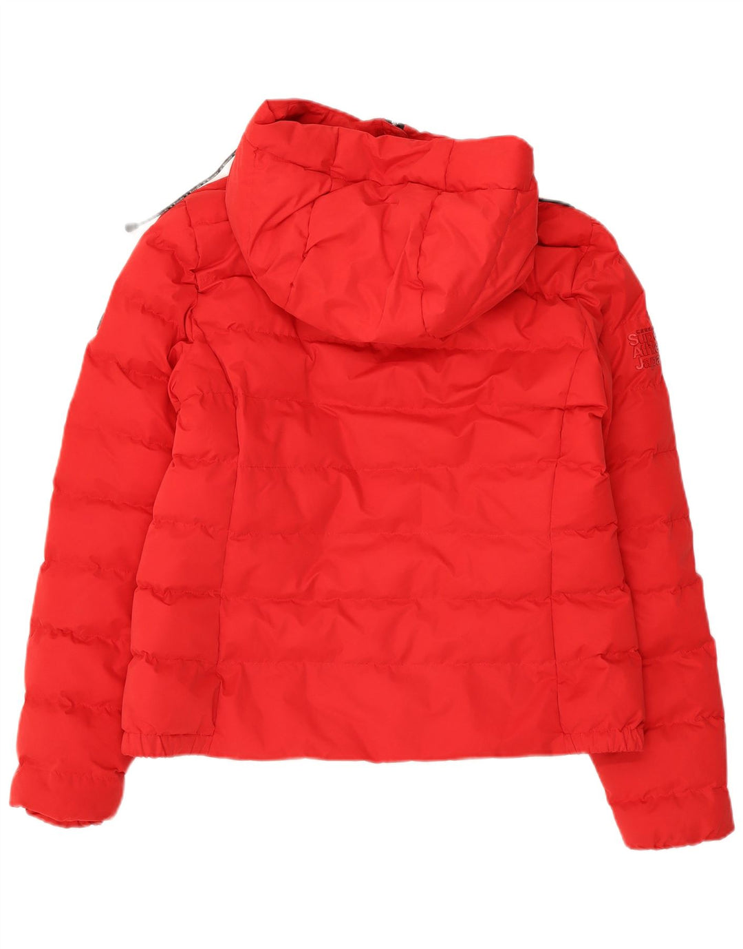 Superdry Womens Hooded Padded Jacket UK 12 Medium Red Nylon