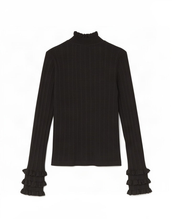 Zara Womens Top Long Sleeve UK 12 Medium Black Viscose
