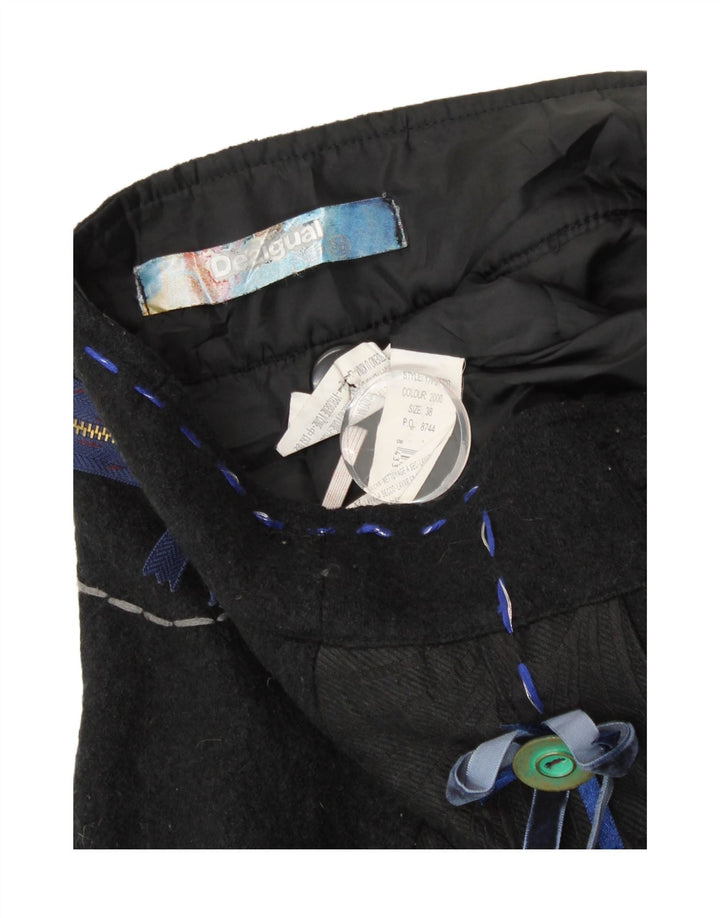 Desigual Womens Graphic Wrap Skirt EU 38 Medium W30  Black