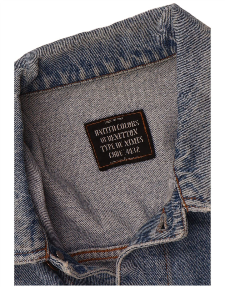 BENETTON Mens Denim Jacket IT 52 XL Blue Cotton