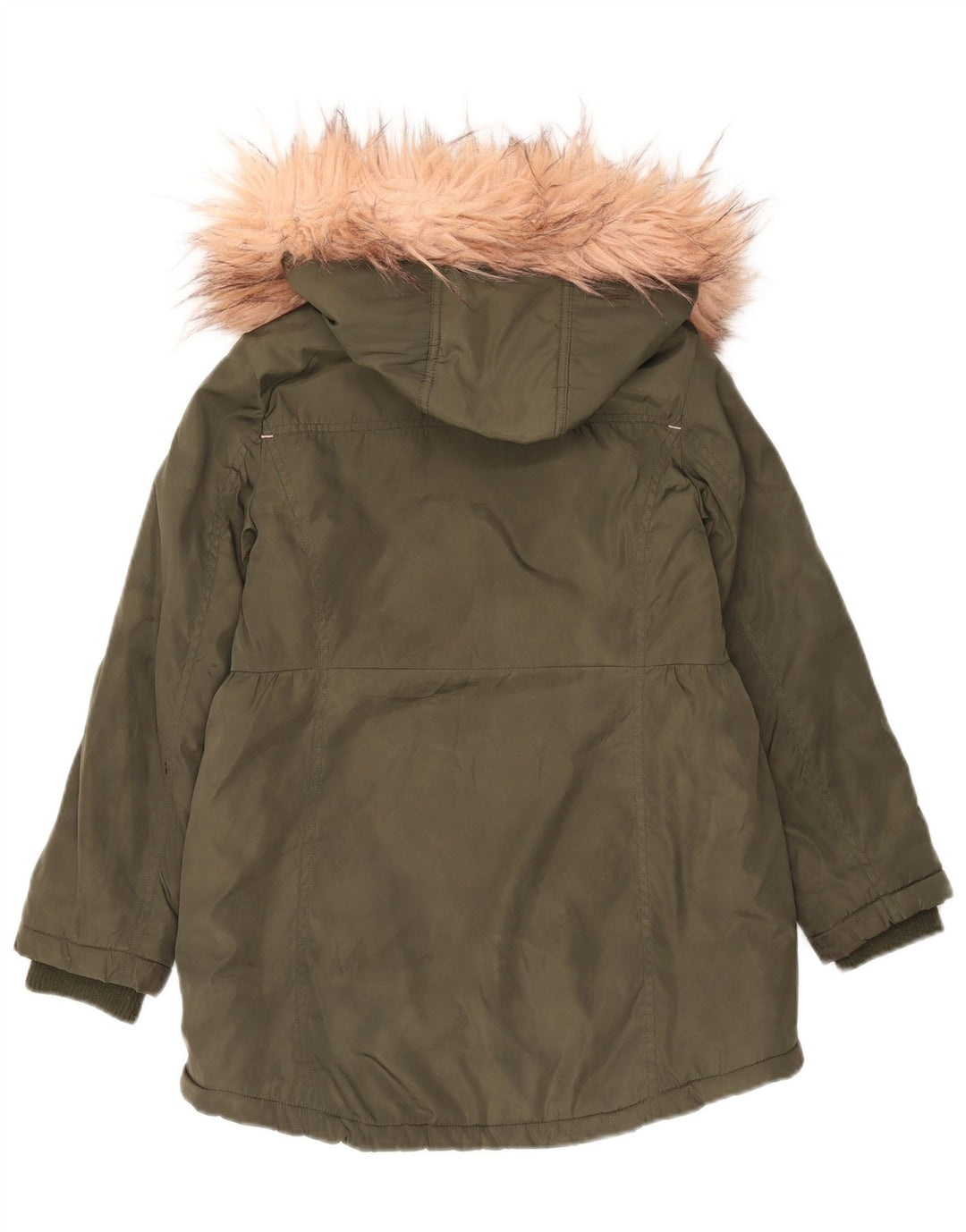 MICHAEL KORS Girls Hooded Parka Jacket 7-8 Years Khaki Polyester