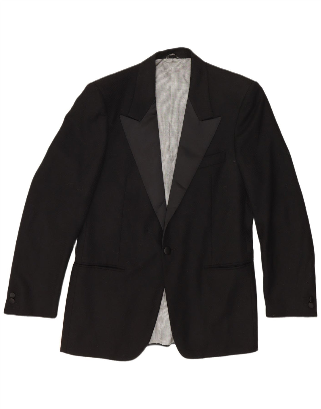 Vintage Mens 1 Button Blazer Jacket IT 48 Medium Black Virgin Wool