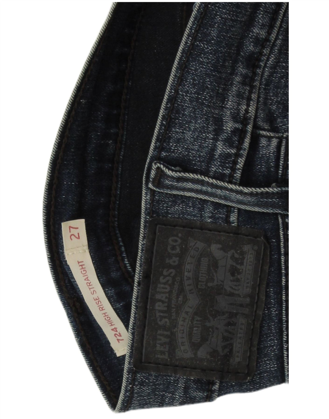 LEVI'S Womens 724 High Rise Straight Jeans W27 L26  Navy Blue Cotton