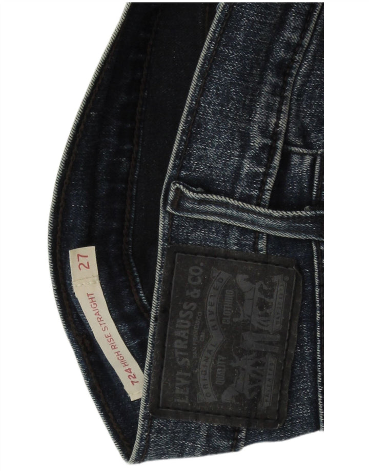 LEVI'S Womens 724 High Rise Straight Jeans W27 L26  Navy Blue Cotton