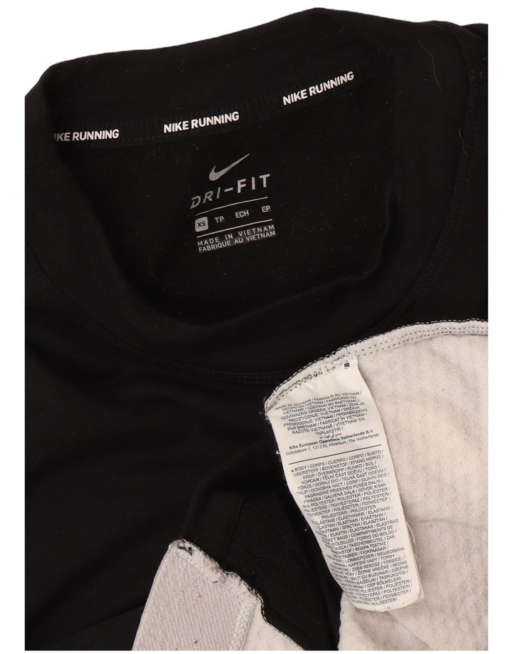 Nike Womens Running Top Long Sleeve UK 6 XS Black Colourblock Polyester