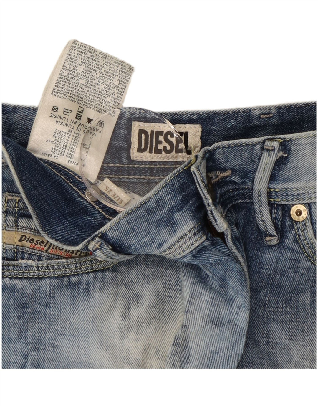 DIESEL Womens Acid Wash Denim Shorts W25 XS Blue Cotton
