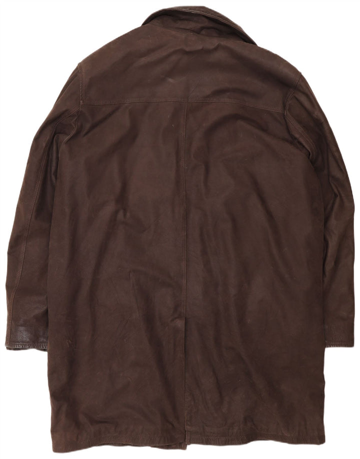 Vintage Mens Leather Coat UK 44 2XL Brown Classic
