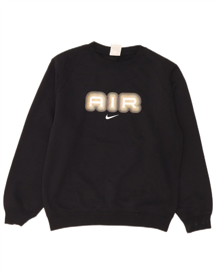 Nike Boys Air Graphic Sweatshirt Jumper 12-13 Years Large Black Polyester