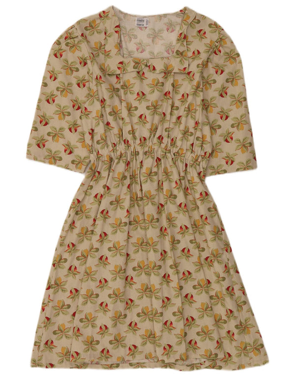 Masha Maria Womens A-Line Dress UK 14 Medium Beige Floral