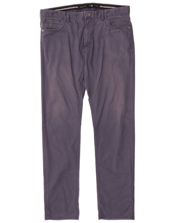 MASSIMO DUTTI Mens Casual Trousers EU 44 Large W34 L33 Navy Blue Spotted