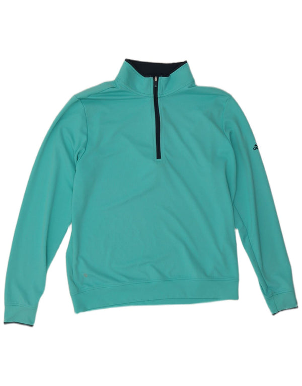 Adidas Mens Zip Neck Pullover Tracksuit Top Medium Turquoise Polyester