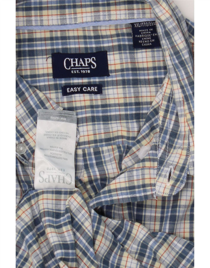 CHAPS Mens Easy Care Shirt 2XL Blue Check Cotton Vintage Chaps and Second-Hand Chaps from Messina Hembry 
