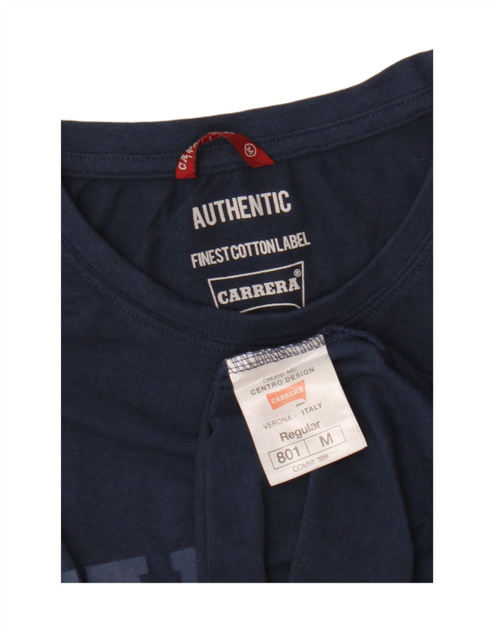 CARRERA Mens Graphic T-Shirt Top Medium Navy Blue Cotton