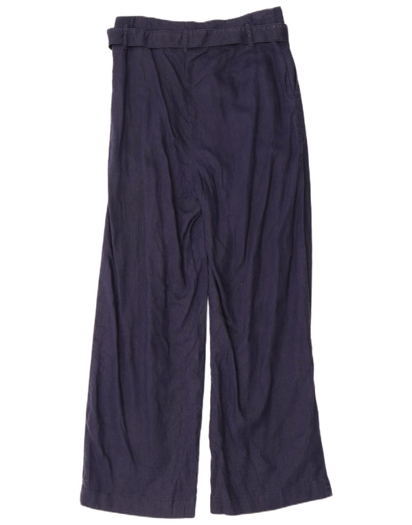 Marks & Spencer Womens High Waist Casual Trousers UK 14 Large W32 L32 Navy
