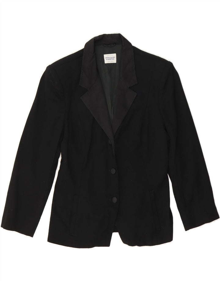 BENETTON Womens 3 Button Blazer Jacket IT 44 Medium Black New Wool Vintage Benetton and Second-Hand Benetton from Messina Hembry 