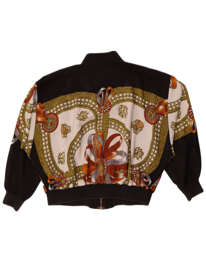 Felicia Womens Abstract Pattern Oversized Bomber Jacket EU 44 XL Black