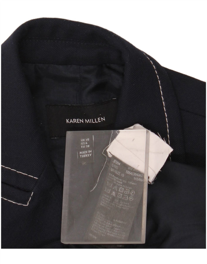 KAREN MILLEN Womens Double Breasted Blazer Jacket UK 10 Small Navy Blue