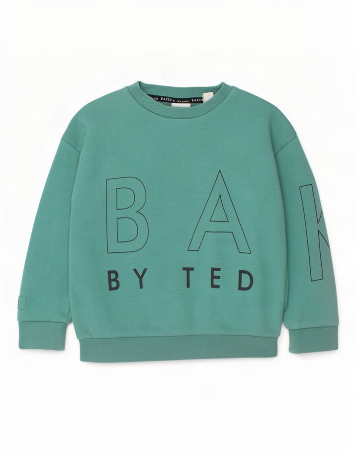 Ted Baker Boys Graphic Sweatshirt Jumper 4-5 Years Green Cotton