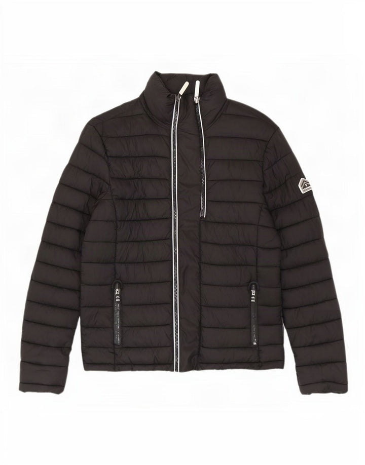 Superdry Mens Padded Jacket UK 38 Medium Black Nylon