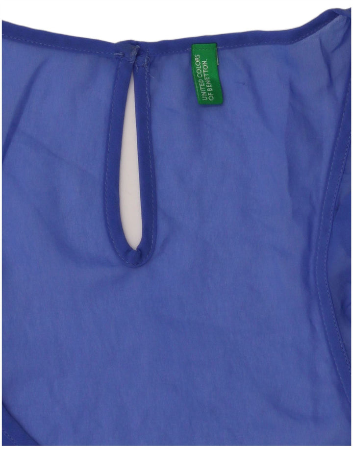 Benetton Womens Sleeveless Blouse Top UK 16 Large Blue