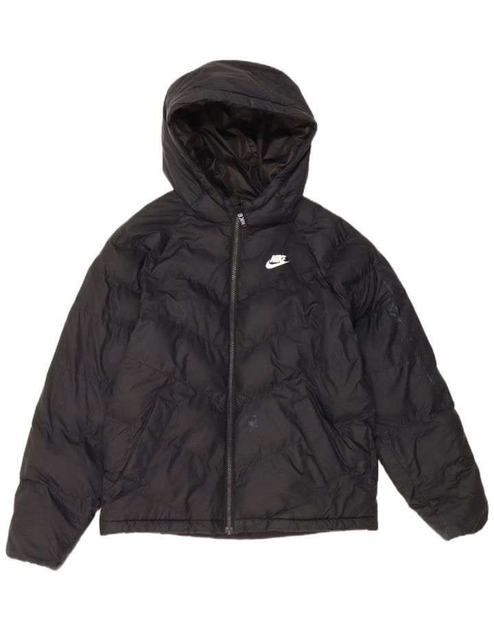 Nike Boys Hooded Padded Jacket 13-14 Years XL Black Polyester
