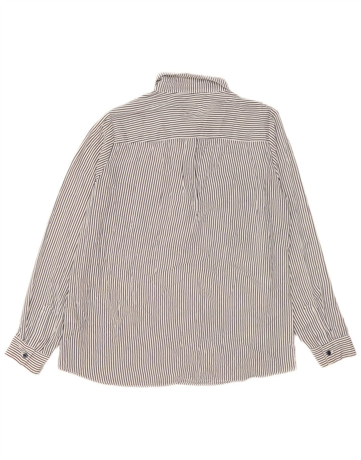 Oasis Womens Pullover Shirt Blouse UK 14 Large White Pinstripe Polyester