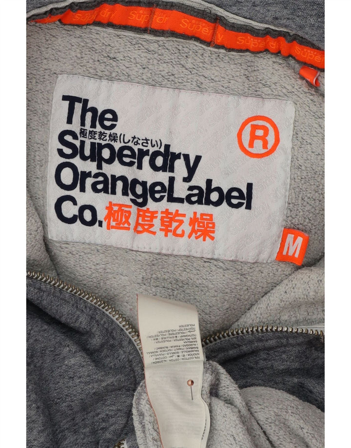 Superdry Mens Zip Hoodie Sweater Medium Blue Flecked Cotton