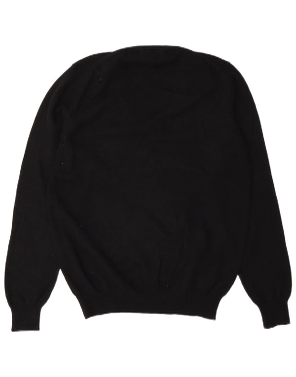 Gant Womens V-Neck Jumper Sweater UK 14 Large Black Wool