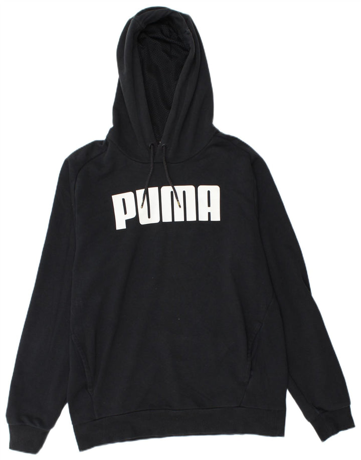 PUMA Mens Graphic Hoodie Jumper Medium Black Cotton