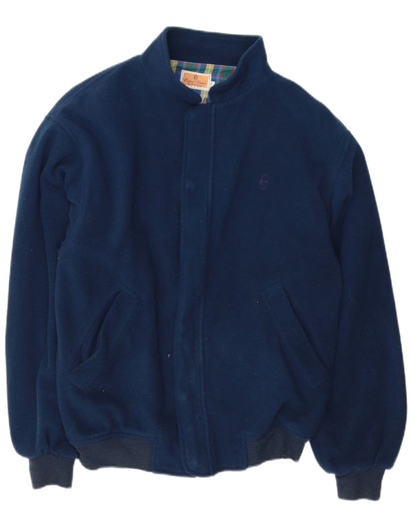 Conte of Florence Mens Bomber Fleece Jacket UK 40 Large Navy Blue Polyester