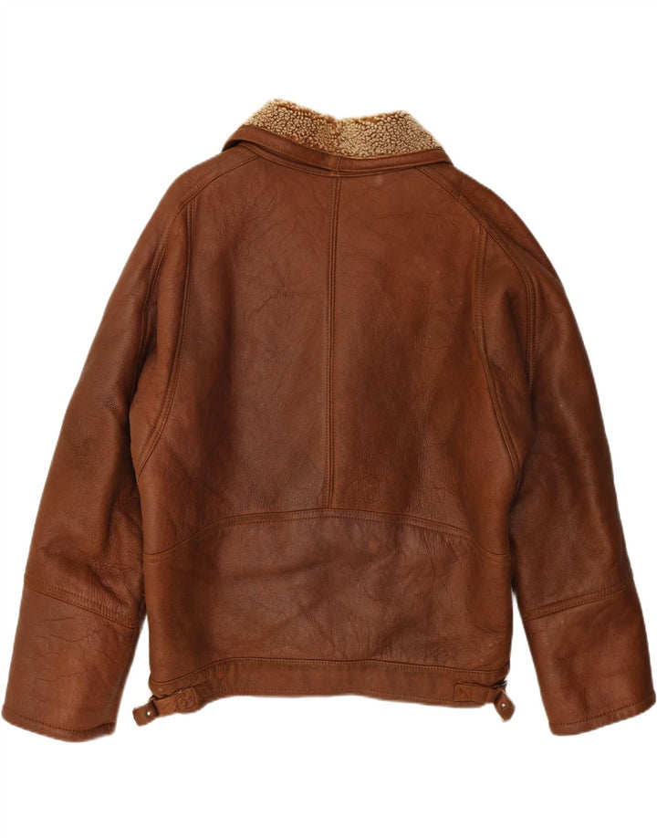 VINTAGE Mens Shearling Jacket UK 42 XL Brown