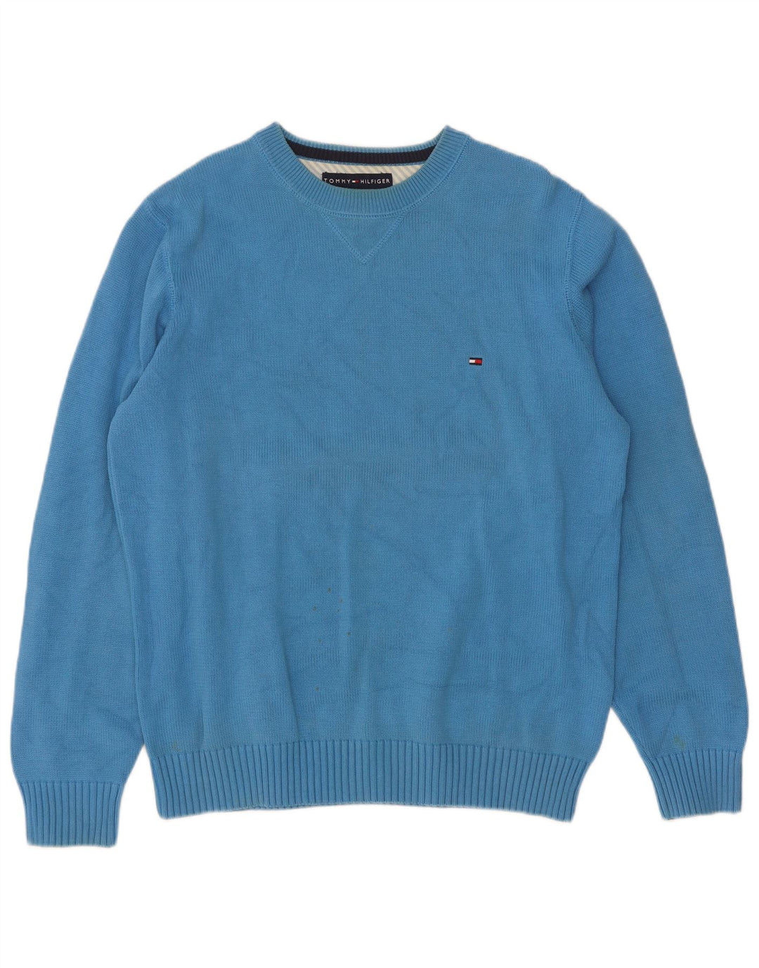 Tommy Hilfiger Mens Crew Neck Jumper Sweater Medium Blue Cotton