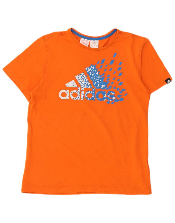 ADIDAS Boys Graphic T-Shirt Top 13-14 Years Orange Cotton