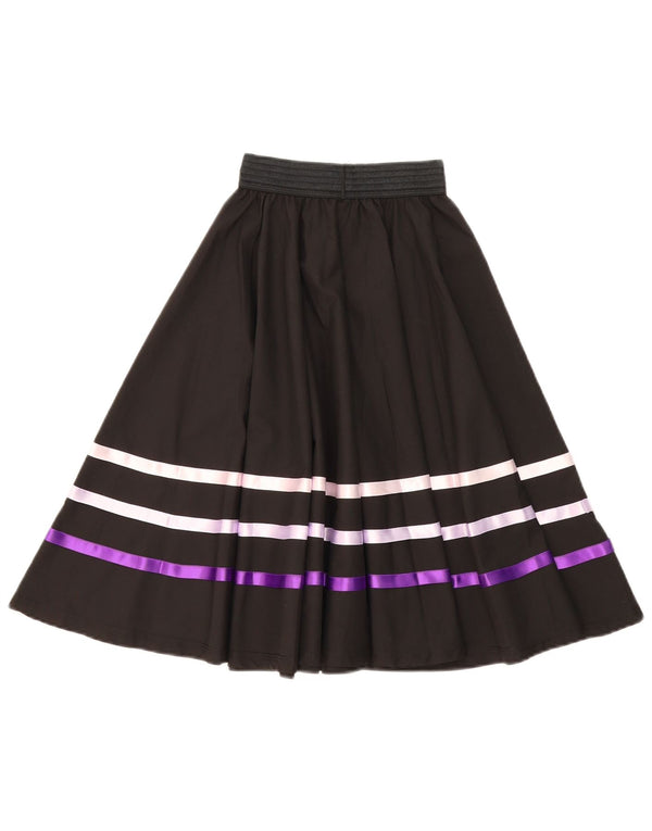 Vintage Girls A-Line Skirt 9-10 Years W20 Black Striped