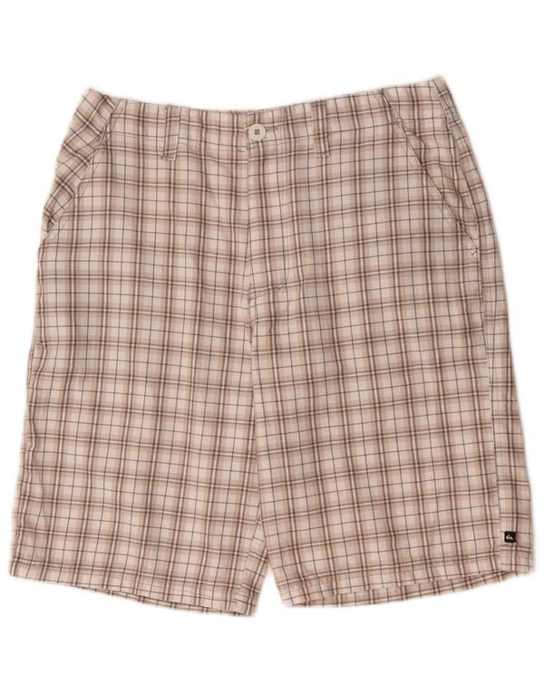 Quiksilver Mens Graphic Chino Shorts Medium W32 Beige Check Polyester